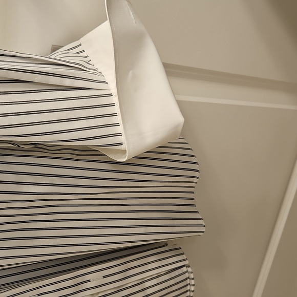 Paul Fredrick Men's Shirt with Black Stripes and White Accents - Picture 4 of 6